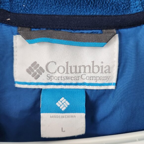 Columbia Sportswear Men’s Hooded Jacket Size Large Blue White Zipper - Picture 10 of 16